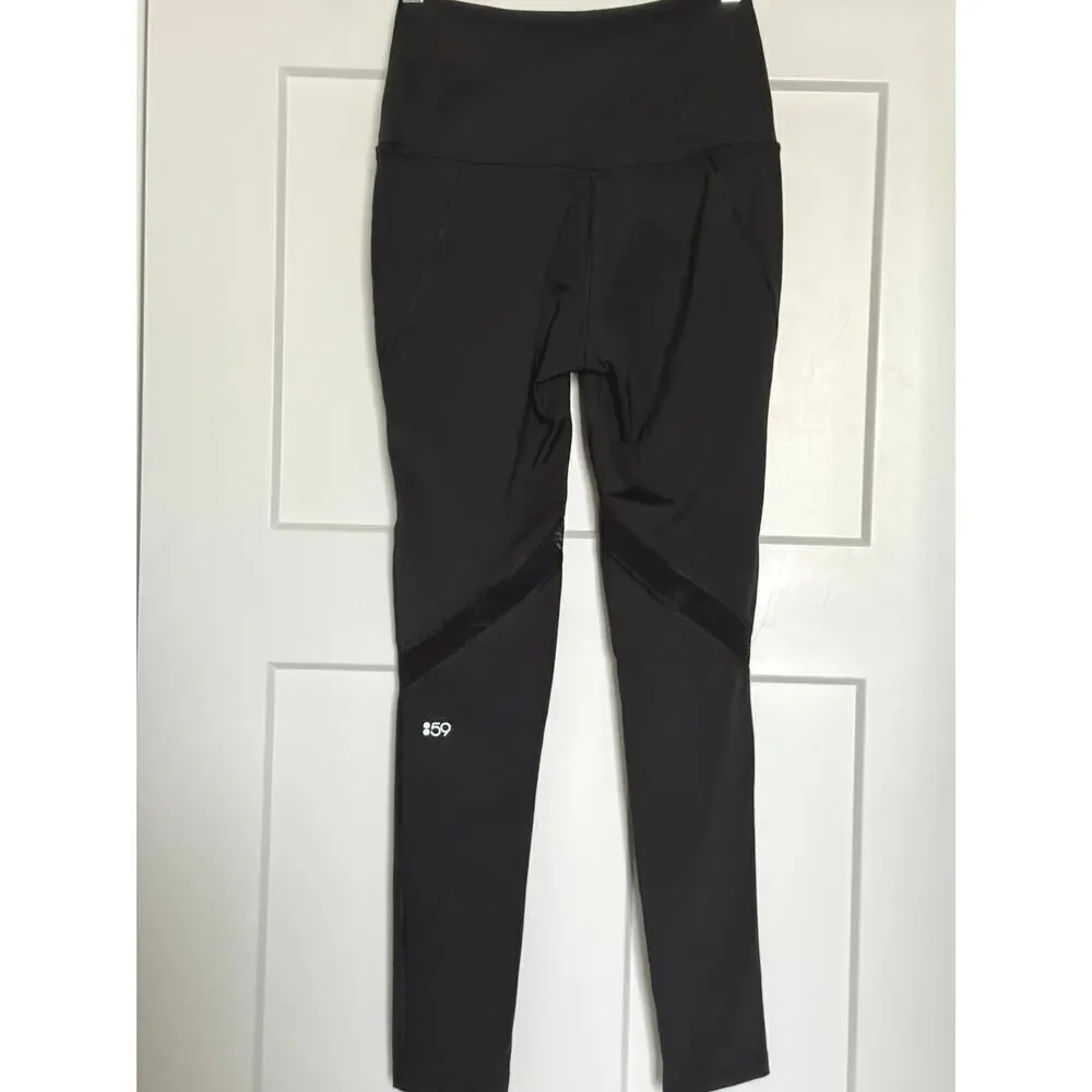 NWOT Splits 59 Women's Black Mesh Mid Rise 7/8 Leggings Pants Size S Solid